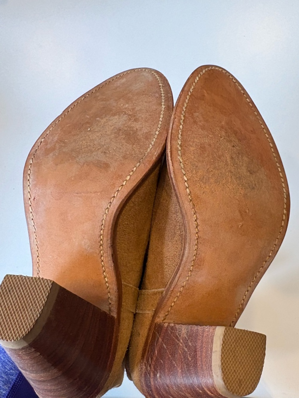 FRYE || 1980s Vintage Western Boots Heeled Suede‎ Tan 5.5 - Picture 9 of 10
